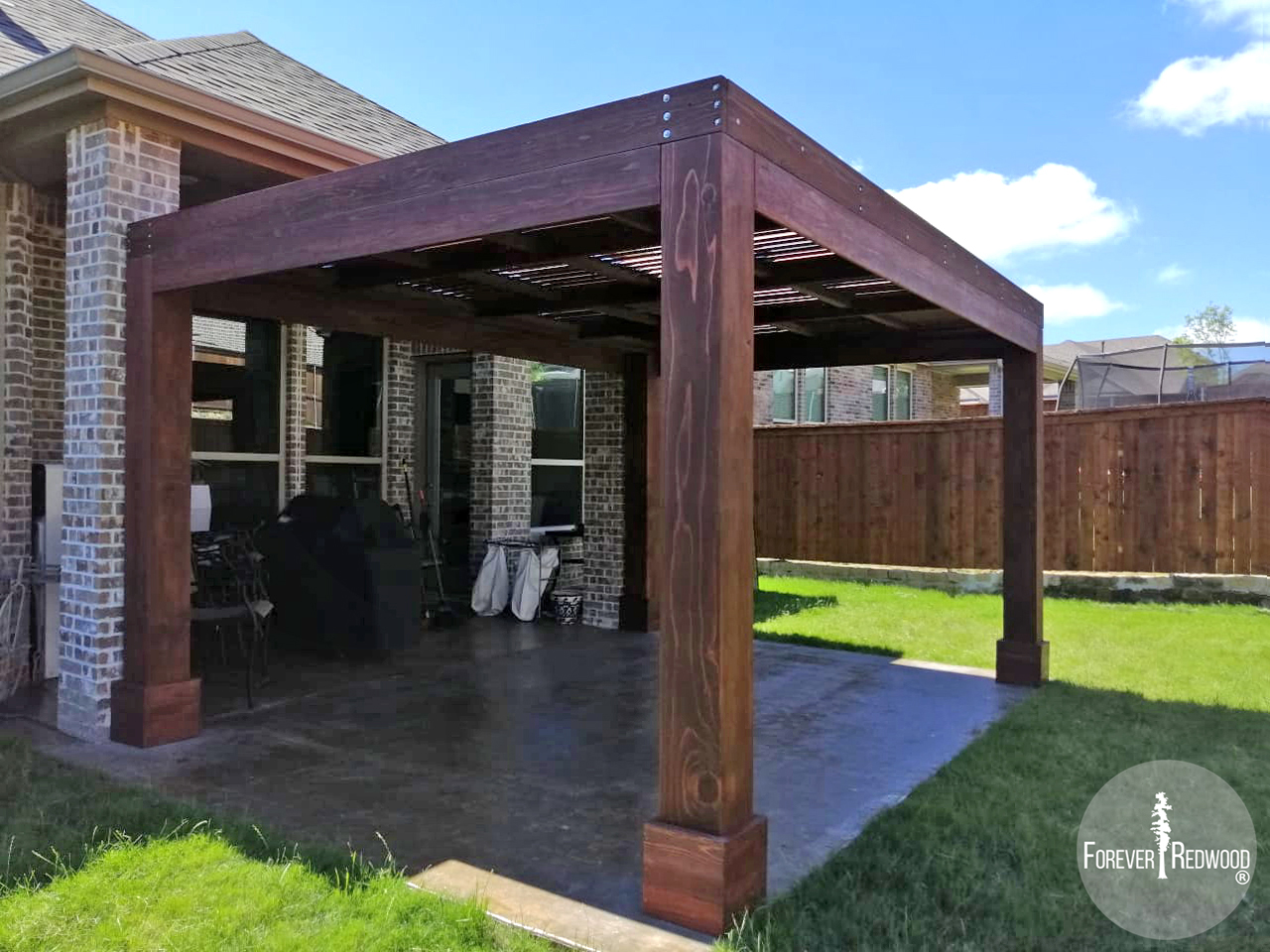 Modern Louvered Garden Pergolas, Custom Made from Redwood